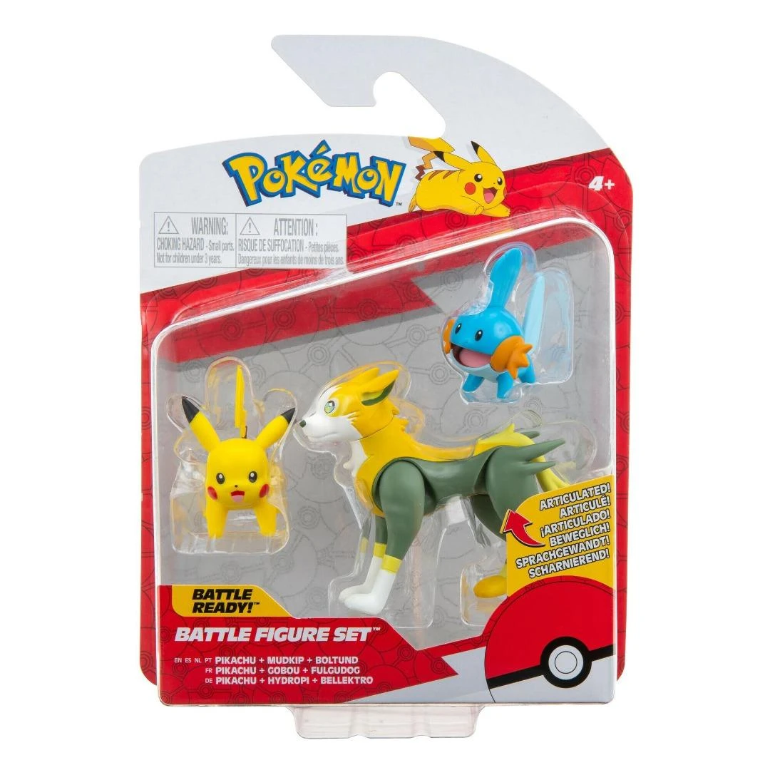 Pokémon - Figurine Battle - Gobou, Pikachu, Fulgudog 3 Pokémon - Figurine Battle - Gobou, Pikachu, Fulgudog